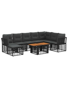 Set Divano da Giardino 9 pz Nero e Grigio scuro polyrattan 2