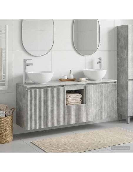 Set di Armadi da Bagno 3 pz Grigio Cemento 49,5 x 35 x 63 cm