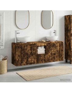 Set di Armadi da Bagno 3 pz Rovere Fumo 49,5 x 35 x 63 cm