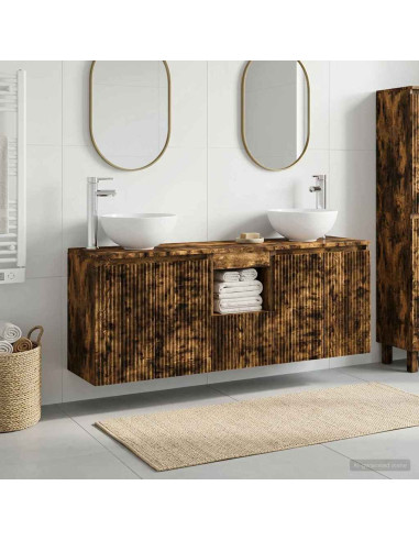 Set di Armadi da Bagno 3 pz Rovere Fumo 49,5 x 35 x 63 cm