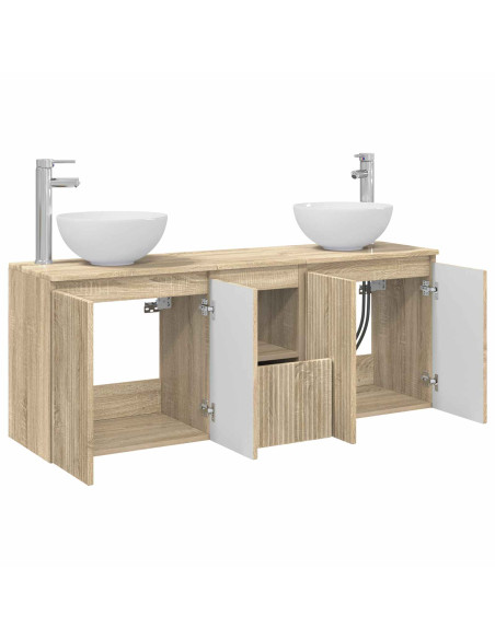 Set di Armadi da Bagno 3 pz Rovere Sonoma 49,5 x 35 x 63 cm