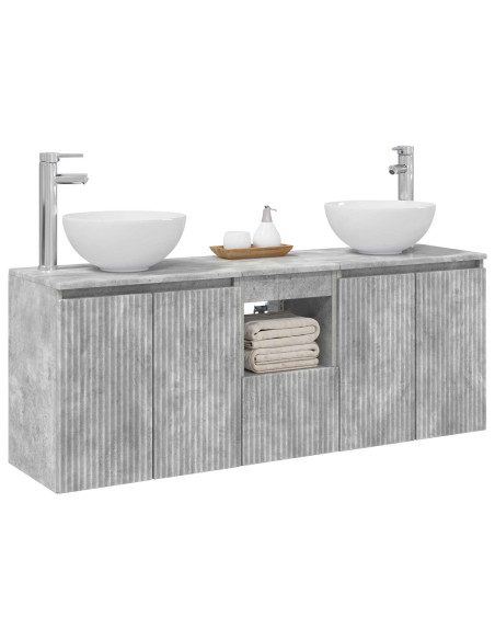 Set di Armadi da Bagno 3 pz Grigio Cemento 49,5 x 35 x 63 cm