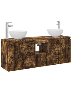 Set di Armadi da Bagno 3 pz Rovere Fumo 49,5 x 35 x 63 cm 2