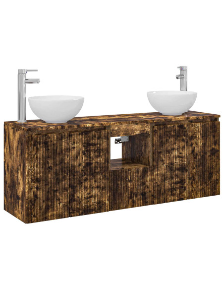 Set di Armadi da Bagno 3 pz Rovere Fumo 49,5 x 35 x 63 cm