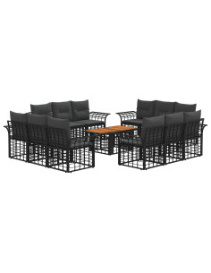 Set Divano da Giardino 13 pz Nero e Grigio scuro polyrattan 2
