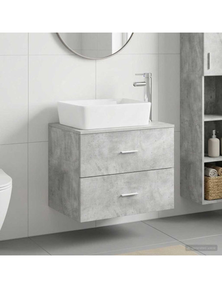 Set di mobili per il bagno Grigio Cemento Legno ingegnerizzato