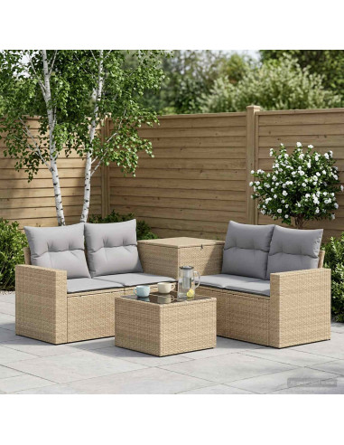 Set di divani 6 pz Beige e Grigio Chiaro