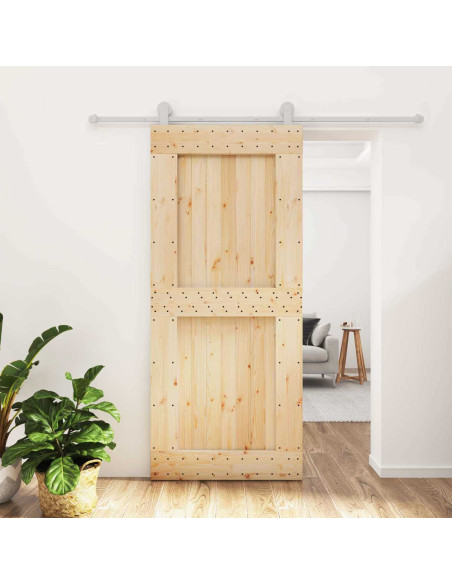 Porta scorrevole Naturale e Bianco 90 x 210 cm