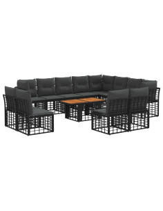 Set Divano da Giardino 13 pz Nero e Grigio scuro polyrattan 2