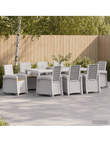 Set da Pranzo per Giardino 9 pz Bianco e Tortora PP