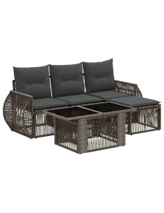 Set Divano da Giardino 5 pz Grigio e Grigio Scuro polyrattan 2