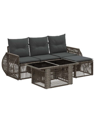 Set Divano da Giardino 5 pz Grigio e Grigio Scuro polyrattan