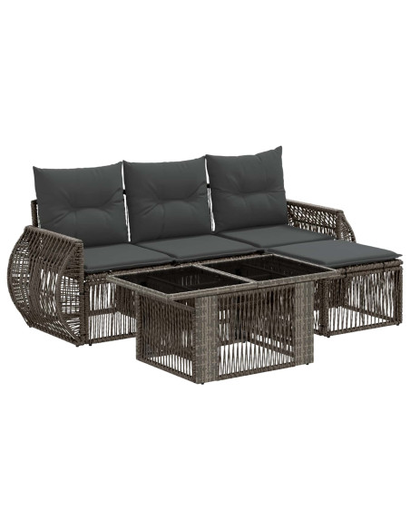 Set Divano da Giardino 5 pz Grigio e Grigio Scuro polyrattan