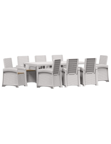 Set da Pranzo per Giardino 9 pz Bianco e Tortora PP