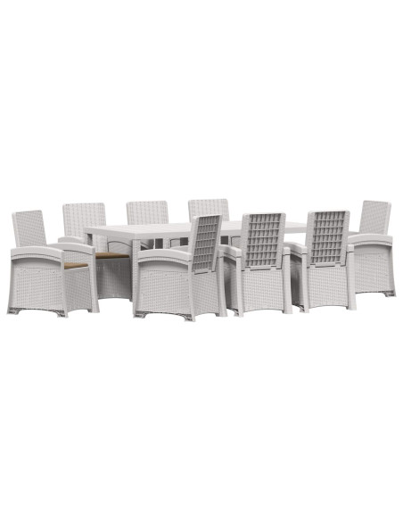 Set da Pranzo per Giardino 9 pz Bianco e Tortora PP