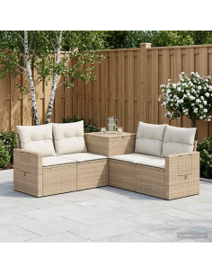 Set di divani 5 pz Beige e Bianco Crema