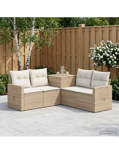 Set di divani 5 pz Beige e Bianco Crema