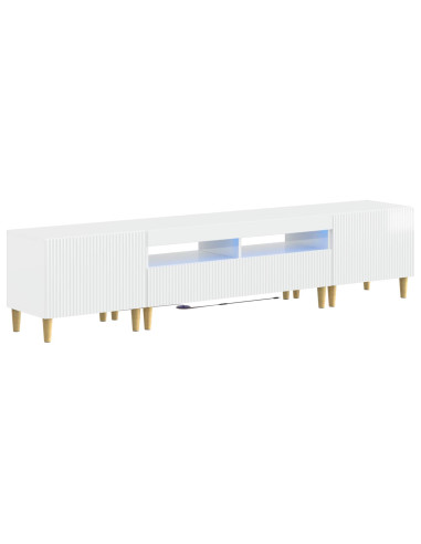 Mobile TV LED a 5 pezzi Bianco Lucido Legno ingegnerizzato