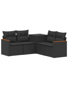 Set di divani 5 pz Nero Rattan sintetico e Acciaio 2