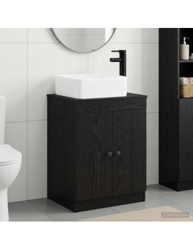 Set di mobili per il bagno Rovere Nero Legno ingegnerizzato