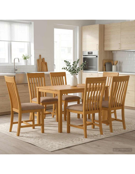 Set da pranzo 7 pz Grigio Legno di Quercia Massello