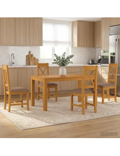 Set da pranzo 5 pz Grigio Legno di Quercia Massello