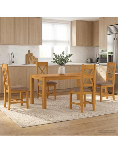 Set da pranzo 5 pz Grigio Legno di Quercia Massello