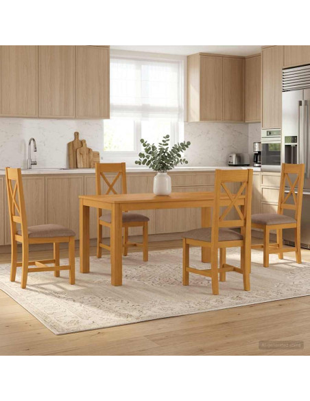 Set da pranzo 5 pz Grigio Legno di Quercia Massello