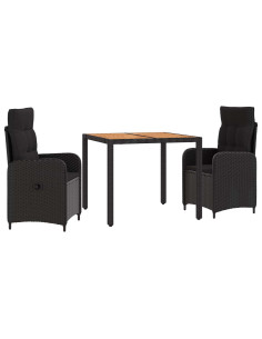Set da pranzo per esterni 3 pz Nero 2