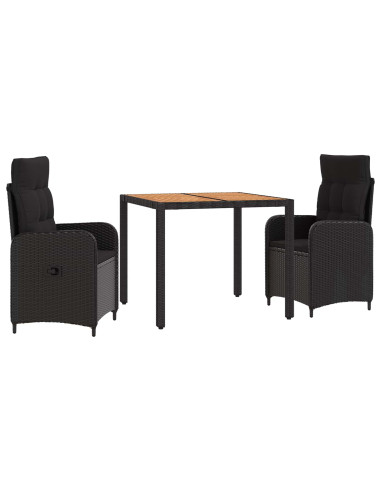 Set da pranzo per esterni 3 pz Nero
