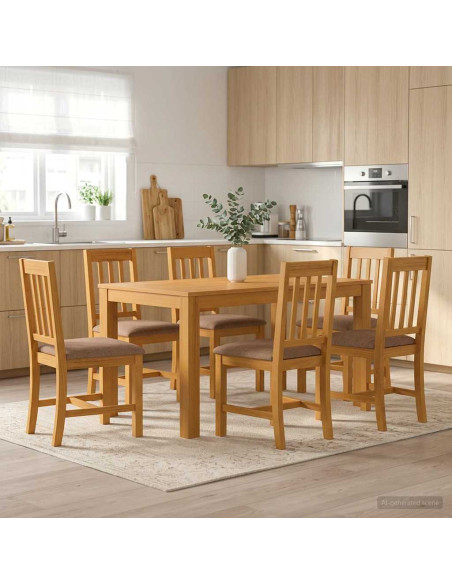 Set da pranzo 7 pz Grigio Legno di Quercia Massello