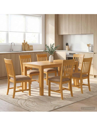 Set da pranzo 7 pz Grigio Legno di Quercia Massello