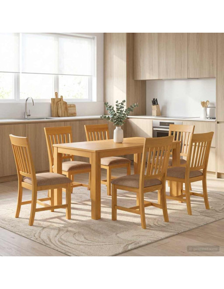 Set da pranzo 7 pz Grigio Legno di Quercia Massello