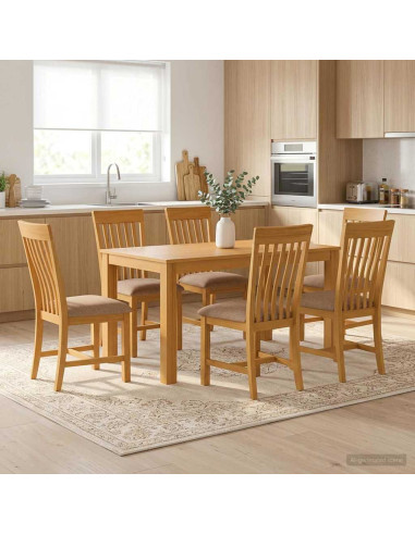 Set da pranzo 7 pz Grigio Legno di Quercia Massello