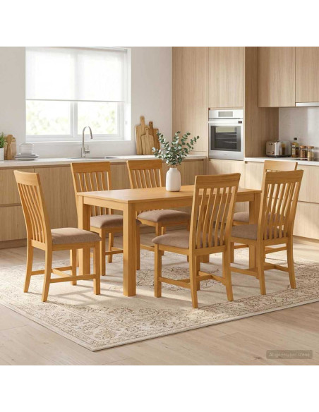 Set da pranzo 7 pz Grigio Legno di Quercia Massello