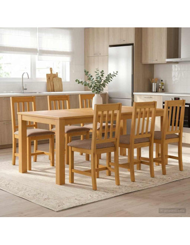 Set da pranzo 7 pz Grigio Legno di Quercia Massello