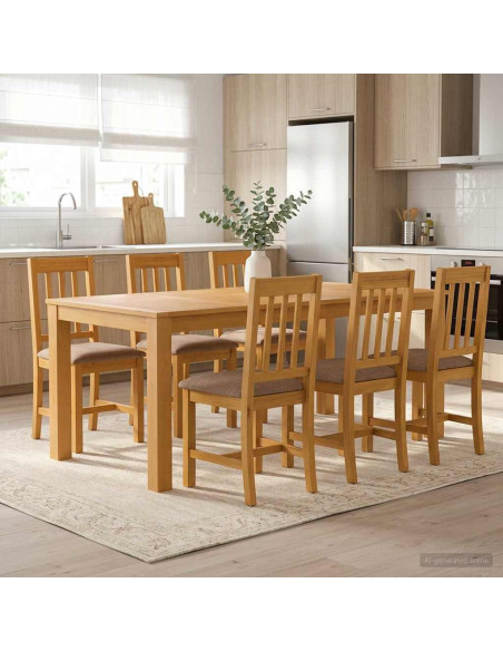 Set da pranzo 7 pz Grigio Legno di Quercia Massello