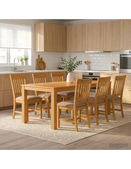 Set da pranzo 7 pz Grigio Legno di Quercia Massello