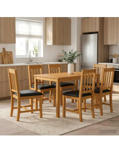 Set da pranzo 7 pz Nero Legno di Quercia Massello