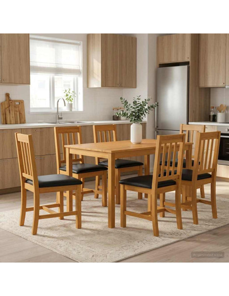Set da pranzo 7 pz Nero Legno di Quercia Massello