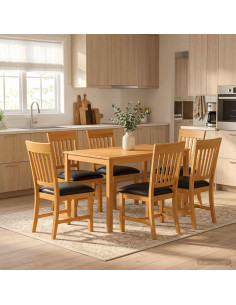 Set da pranzo 7 pz Nero Legno di Quercia Massello