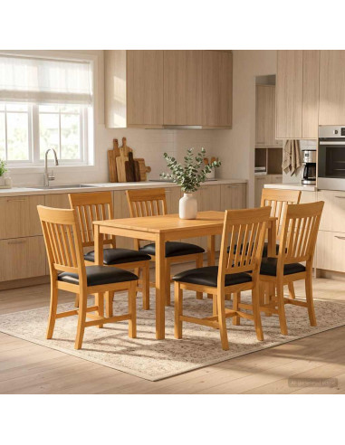 Set da pranzo 7 pz Nero Legno di Quercia Massello