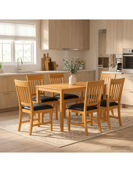 Set da pranzo 7 pz Nero Legno di Quercia Massello