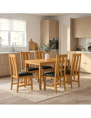 Set da pranzo 7 pz Nero Legno di Quercia Massello