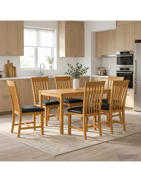 Set da pranzo 7 pz Nero Legno di Quercia Massello