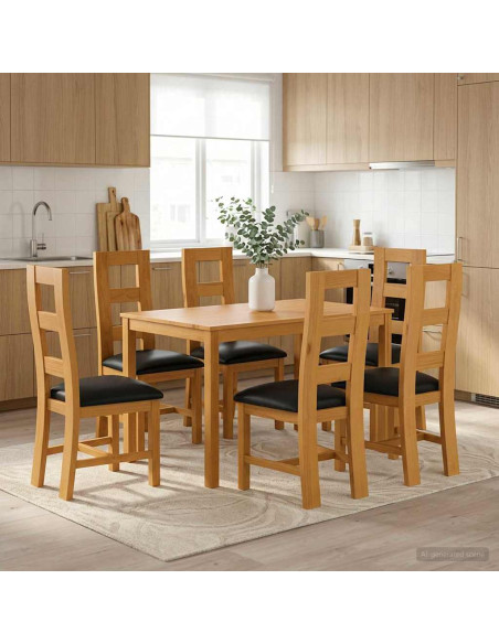 Set da pranzo 7 pz Nero Legno di Quercia Massello