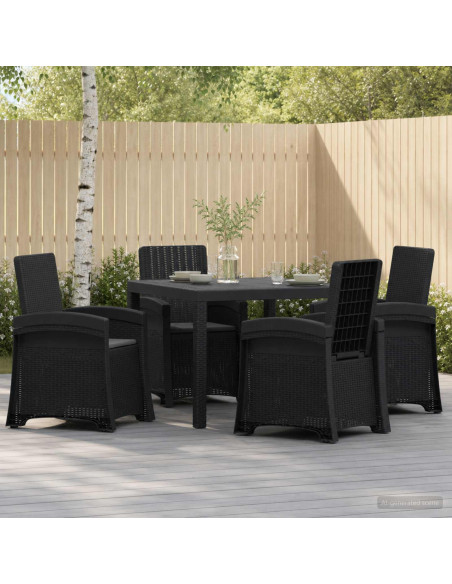 Set da Pranzo per Giardino 5 pz Antracite PP