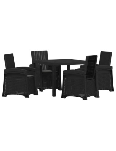 Set da Pranzo per Giardino 5 pz Antracite PP