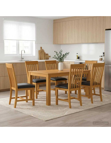 Set da pranzo 7 pz Nero Legno di Quercia Massello