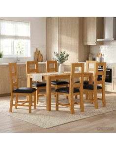 Set da pranzo 7 pz Nero Legno di Quercia Massello
